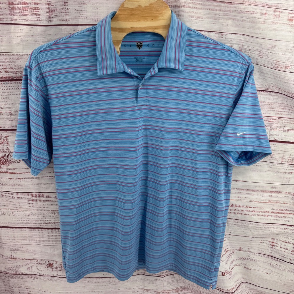 Nike Golf Polo Shirt  Mens XL Striped Dri-FIT‎ Short Sleeve Sporty Performance